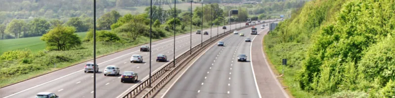 The M1 Hendon Urban Motorway near Edgware - an urban motorway in the countryside. Click to enlarge