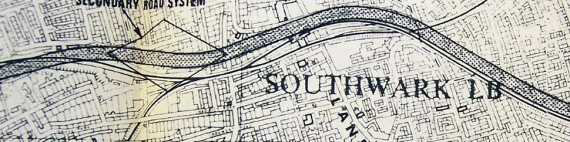 The proposed revision to the South Cross Route line, shown here passing to the north of Peckham Rye station. Click to enlarge