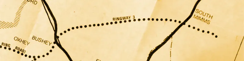 The M1-A1 length of Ringway 3 on a 1971 Department of the Environment planning document. Click to enlarge