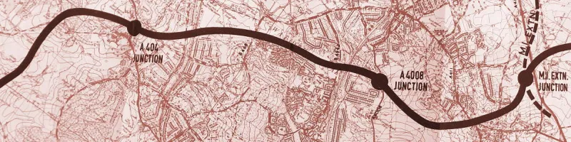 Far from the suburbs: Brandt and O'Dell's 1966 motorway route through Moor Park. Click to enlarge