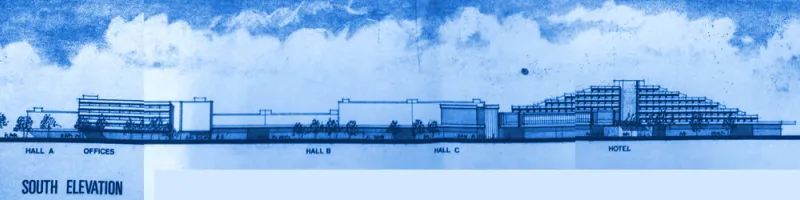 A view of the proposed exhibition centre at Northolt. Northbound traffic on Ringway 3 would see a view similar to this. Click to enlarge