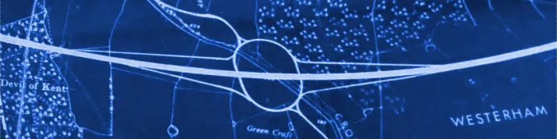 An outline plan of Westerham Interchange, as proposed in 1968. Click to enlarge