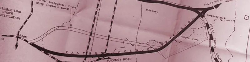 Eastern Avenue Extension on an outline plan of GLC road projects, 1967. Click to enlarge