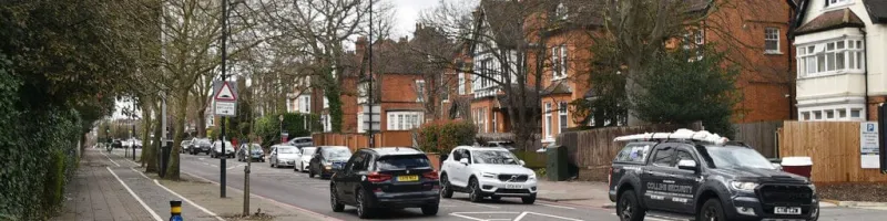 The A3 West Hill near Wandsworth, a single carriageway urban road carrying more traffic than some motorways. Click to enlarge