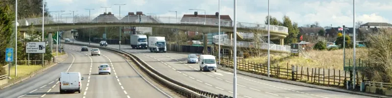 The A316 Country Way at Hanworth, built in the early 1970s by the GLC. Click to enlarge