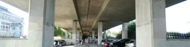 The A316 Country Way viaduct from underneath, an enormous elevated road but not one well known even in London. Click to enlarge