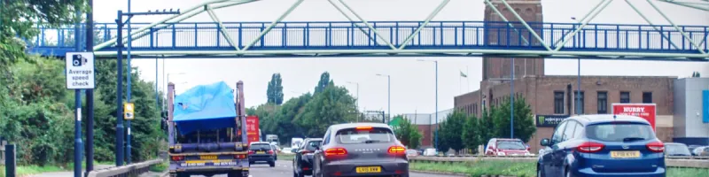 The A40 Western Avenue today, near the Aladdin Tower at Greenford. Click to enlarge