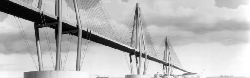 Artist's impression of one of the five-mile bridges. Click to enlarge