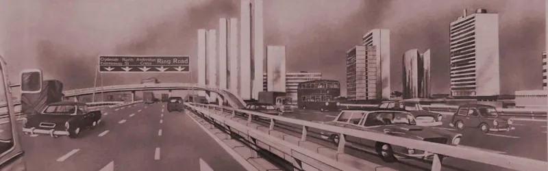Artist's impression of what is now the M8 Kingston Bridge northbound
