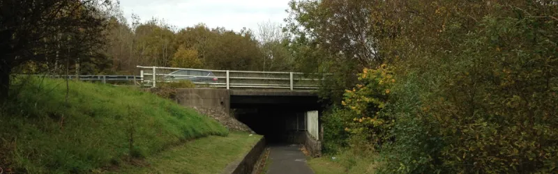 The controversial footpath to Vaynor Road from Ysgol-y-Graig, passing below the A465 near Cefn Coed. Click to enlarge