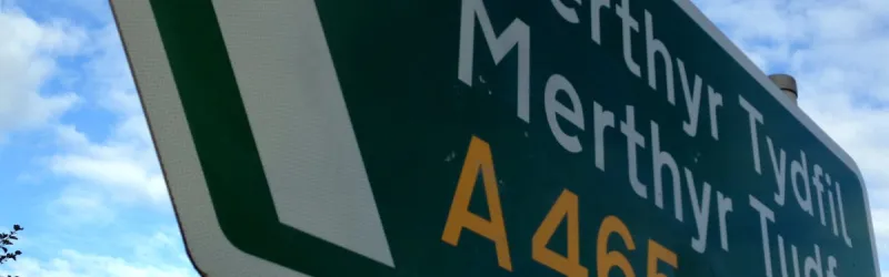 The A465 had been improved east and west from Merthyr Tydfil. But the old road at each end was now the problem. Click to enlarge