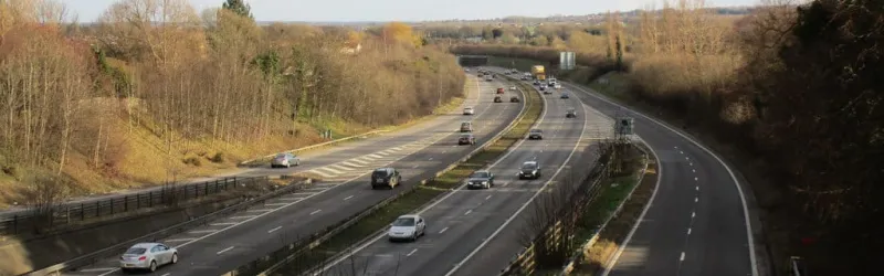 The A1(M) Doncaster Bypass, its bracketed suffix a fossil from pre-1964 signage rules. Click to enlarge