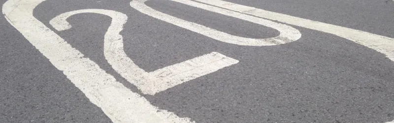 A 20mph road marking, an increasingly common sight in many towns. Click to enlarge