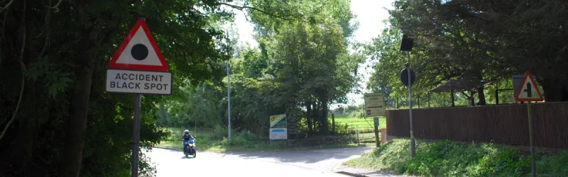 A new Accident Black Spot sign on the A1017 near Castle Hedingham. Click to enlarge