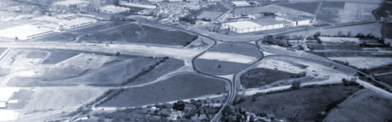 Earthworks to enable a future flyover, under construction in the early 1970s. Click to enlarge