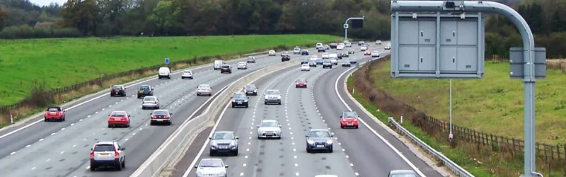 Four lanes and no hard shoulder on the M25: All Lane Running (ALR) in action. Click to enlarge