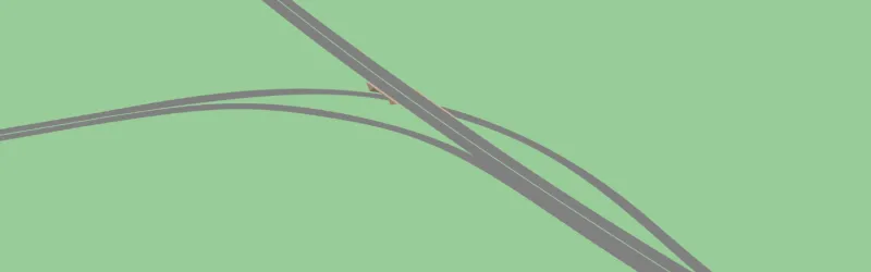 Drawing of a Fork interchange, based on Kilsby Interchange in Northamptonshire
