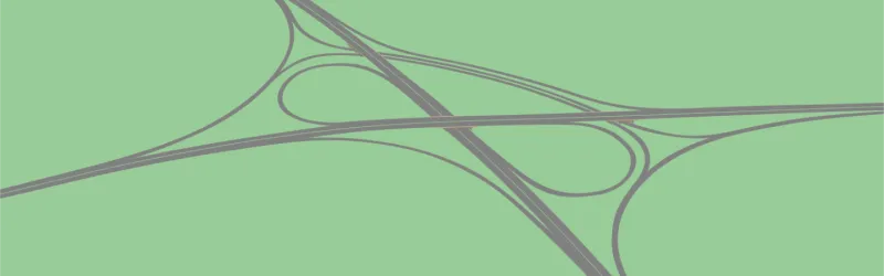 Drawing of a Partially Unrolled Cloverleaf, based on Denham Interchange near London