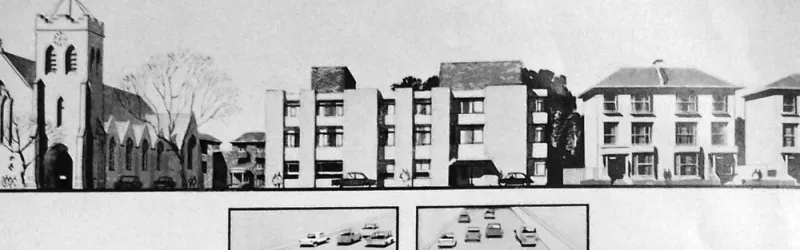 Artist's impression of the cut-and-cover tunnel under Belsize Park, with new buildings on the roof of the motorway. Click to enlarge