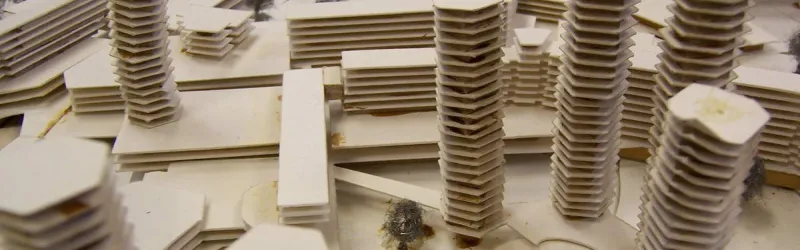 Architect's model of the Brixton Redevelopment Plan, with some of the hexagonal tower blocks and (in the full size picture) Ringway 1 visible to the rear. Click to enlarge