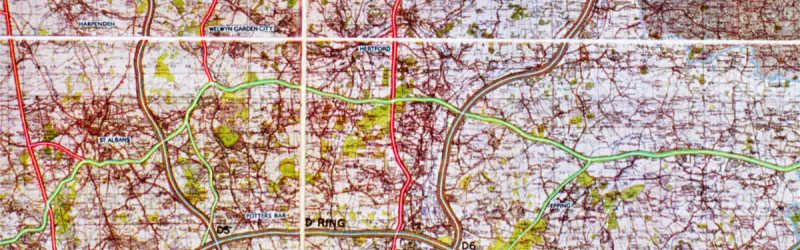 The North Orbital Road, marked in green, as Abercrombie's "E" Ring in 1944. Click to enlarge