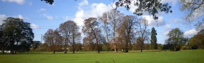 Huntsmoor Park, a fine landscape in an area scarred by centuries of industry and transport, now bordered by the M25. Click to enlarge