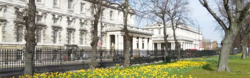 Greenwich University, seen from the grounds of the National Maritime Museum - just one part of the handsome and historic town centre. Click to enlarge