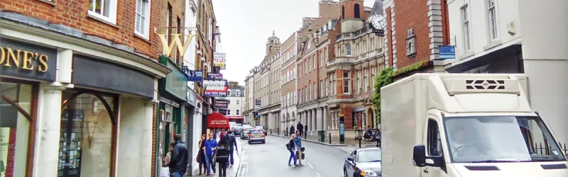 The A307 Hill Street in Richmond Town Centre - a place to be saved from traffic even in the 60s. Click to enlarge