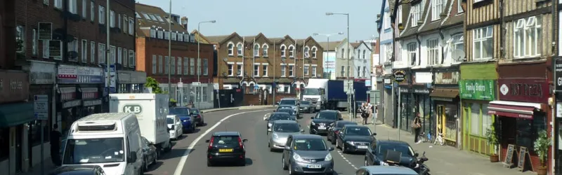 The A23 at Hermitage Bridge in Norbury: no place to terminate a motorway. Click to enlarge