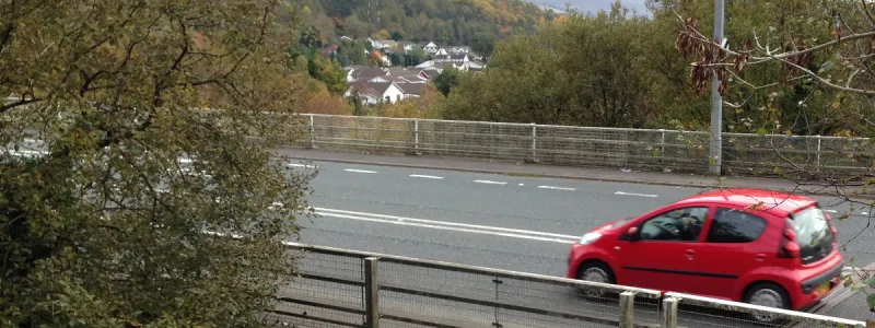 The Heads of the Valleys Road threads through the urban area at Cefn Coed, north of Merthyr Tydfil. Click to enlarge