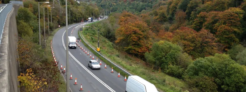 The A465 in the Clydach Gorge at the start of the present upgrade work. Click to enlarge