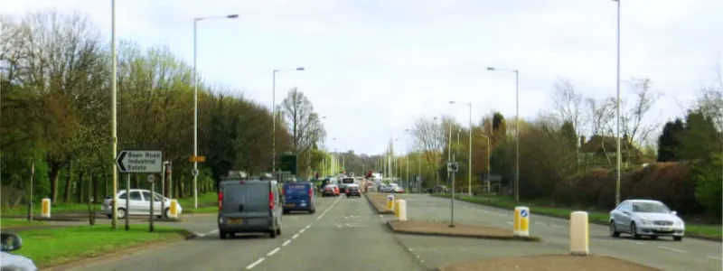 The A4123 Birmingham New Road - a major road with a minor number. Click to enlarge