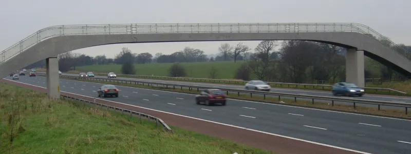 Will work need to be done on other footbridges with joints above the carriageway and beams that could be pushed out sideways, like this one on the M6? Click to enlarge