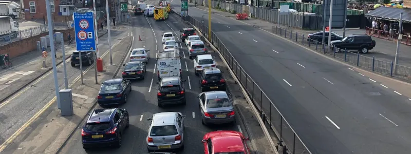 Situation normal: three lanes of stationary traffic on the Blackwall Tunnel Southern Approach. Click to enlarge