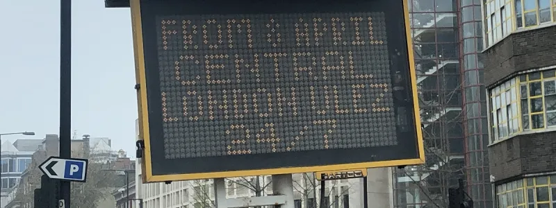 Temporary electronic signs advertise the new zone, seen here on the A501 Marylebone Road. Click to enlarge
