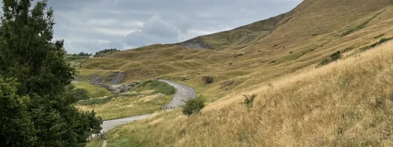 The former hairpin bend, leading up towards a slope that isn't there. Click to enlarge