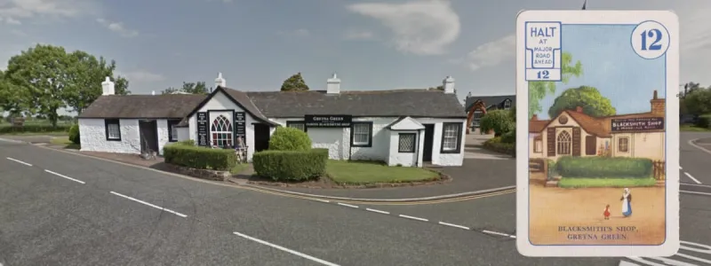 Mind where you stand: the Old Blacksmith in Gretna Green. Click to enlarge