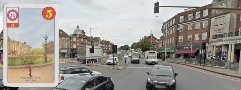 The A41 Watford Way at Hendon. Click to enlarge