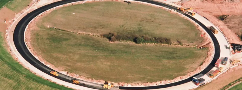 Travelling in circles: a surfacing train makes its second orbit of the terminal roundabout. Click to enlarge