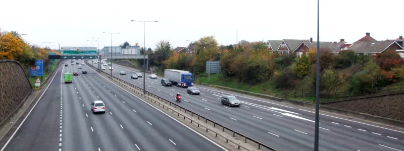 The A282 at Dartford, part of Ringway 3 that would not be the M16. It was widened in the early 1990s when the QEII bridge was built. Click to enlarge