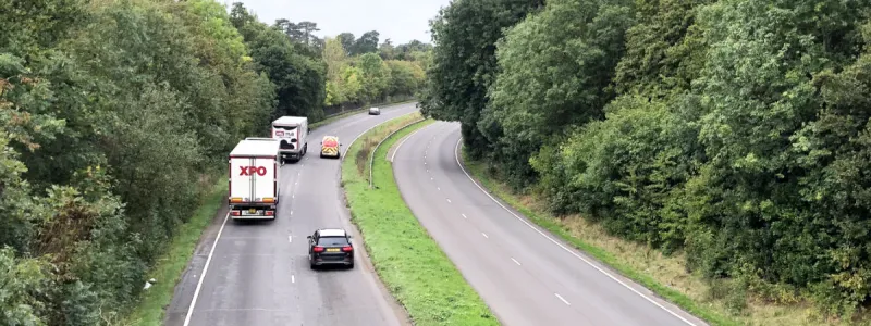 The A1170 Dinant Link Road at Hoddesdon, a little glimpse of North Orbital Road. Click to enlarge