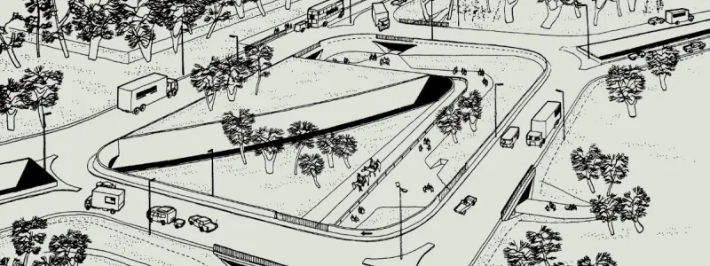 Artist's impression of the Tibbet's Corner roundabout and underpass, drawin in 1964. Click to enlarge