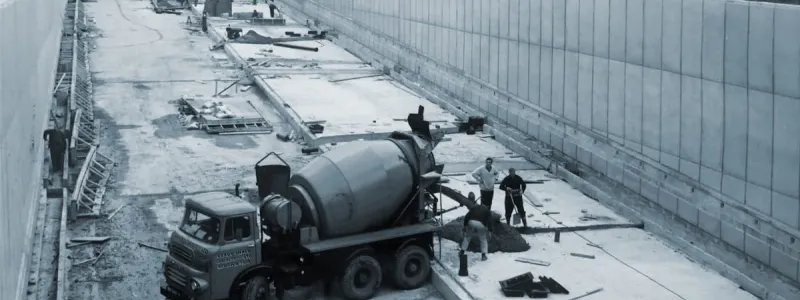 Concrete pouring during construction of the A3 Tibbet's Corner Underpass in 1968. Click to enlarge