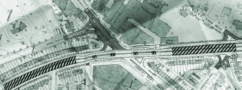 A side roads plan published as part of the legal orders for the never-built Gypsy Corner Flyover. Click to enlarge