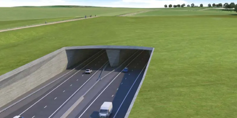 Artist's impression of the proposed A303 Stonehenge Tunnel, now fully funded under RIS2. Click to enlarge