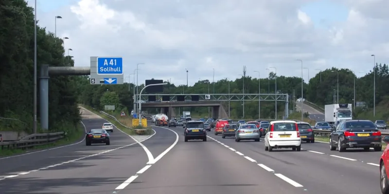 The M42 near Solihull, site of the original Active Traffic Management project. Click to enlarge