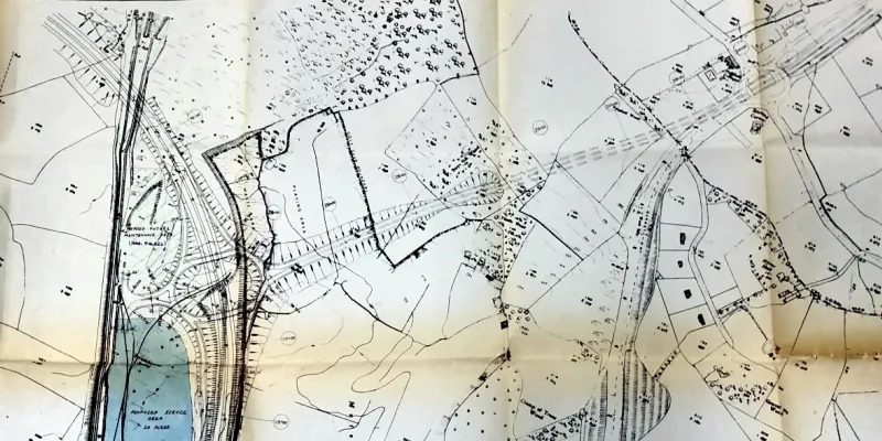 An engineering plan from 1964 showing the revised layout of the Scratchwood Link, complete with tunnel. Click to enlarge