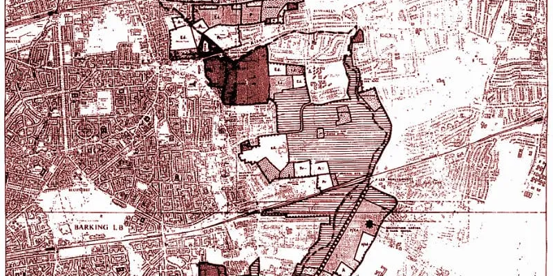Land use planning for the Dagenham Corridor, with no road in sight. Click to enlarge