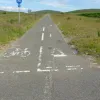 Spinning through 180 degrees to face the south the former lane markings can be seen again.