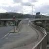 The eastbound viaduct splits in mid air to provide an exit to the northbound A647, which looks wonderfully fast and free flowing until it screams to a halt at a give way line and traffic is shunted to the right.